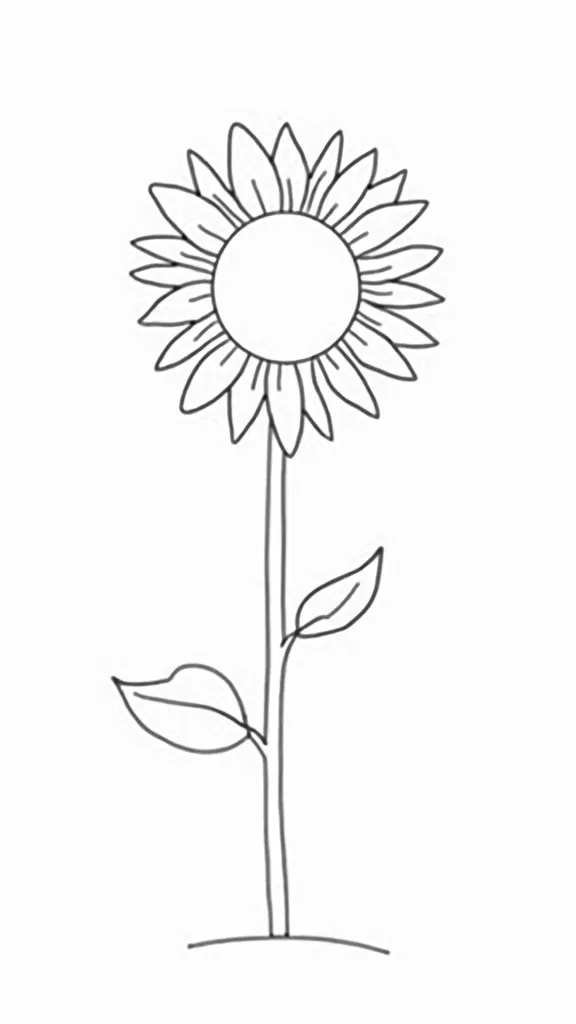 Página simple para colorear de girasol